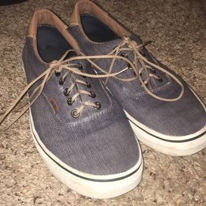 Men’s Navy blue and brown leather leather Vans